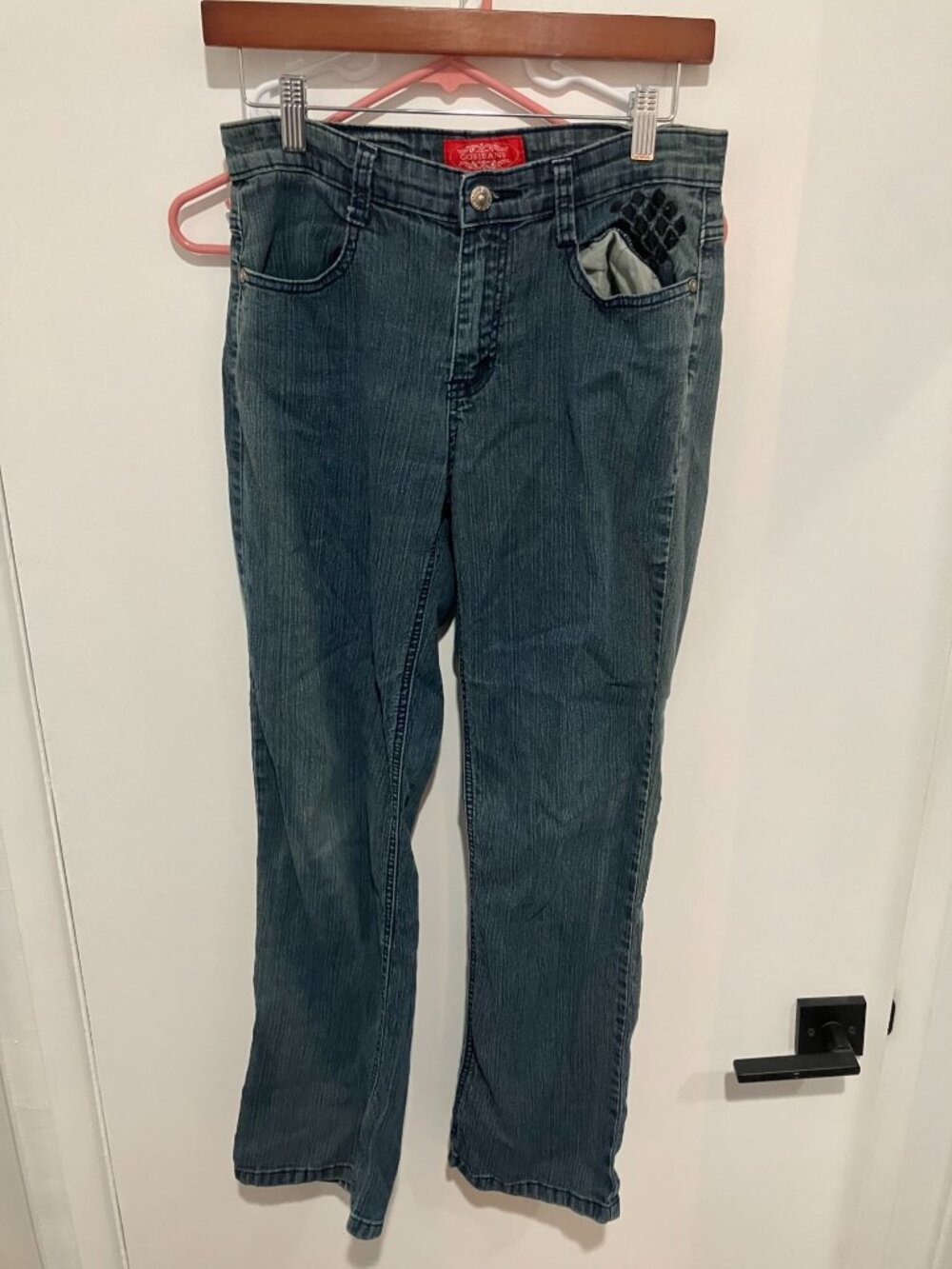 Cos Jeans Women's Flared Jeans with Diamond Pattern, Blue, Size 4P